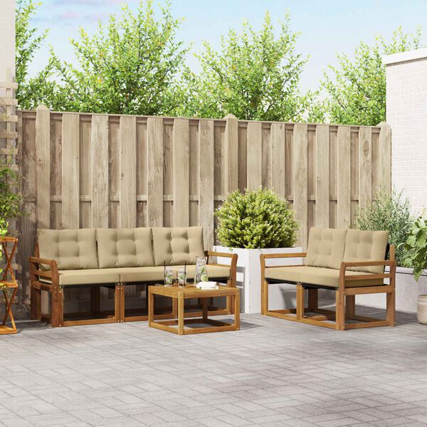 vidaXL Outdoor-Sofagarnitur mit Kissen 6 pcs Natur und Beige