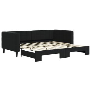 vidaXL Tagesbett Ausziehbar Schwarz 90x190 cm Samt