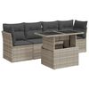 vidaXL 5-tlg. Garten-Sofagarnitur mit Kissen Hellgrau Poly Rattan
