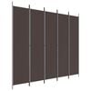 vidaXL 5-tlg. Paravent Braun 250x220 cm Stoff