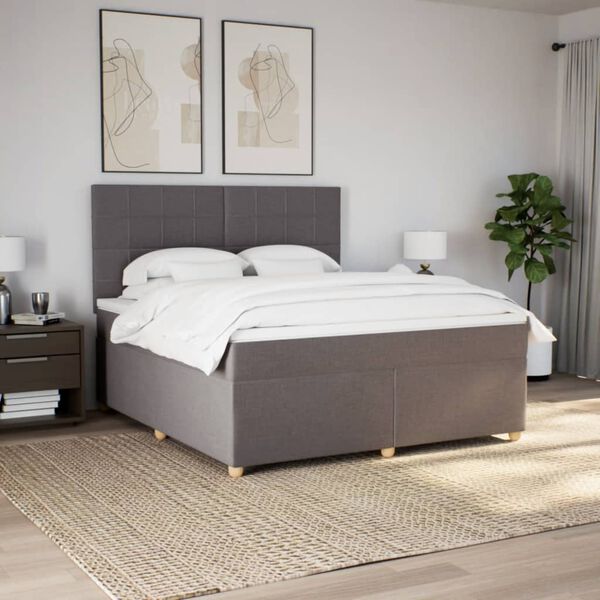 vidaXL Boxspringbett mit Matratze Taupe 180x200 cm Stoff
