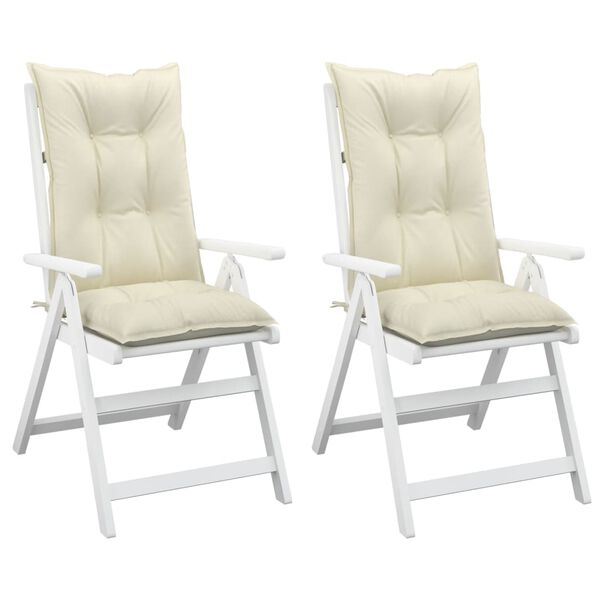 vidaXL Gartenstuhlauflagen für Hochlehner 2Stk. Creme 120x50x7cm Stoff