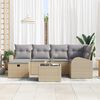 vidaXL Sofa Set mit Kissen mit Speicher Beige und Hellgrau Poly-Rattan