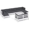 vidaXL 9-tlg. Garten-Lounge-Set mit Kissen Wei&szlig; Kiefer Massivholz