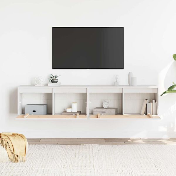 vidaXL Wandschr&auml;nke 2 Stk. Wei&szlig; 80x30x35 cm Massivholz Kiefer