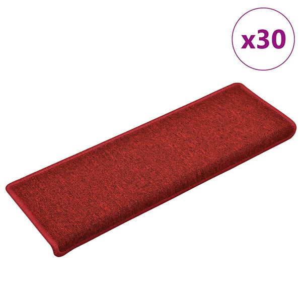 vidaXL Stufenmatten 30 Stk. 65x21x4 cm Rot Rechteckiger Rand