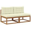 vidaXL Outdoor Mittelsofa mit Kissen 2 St&uuml;ck Natur