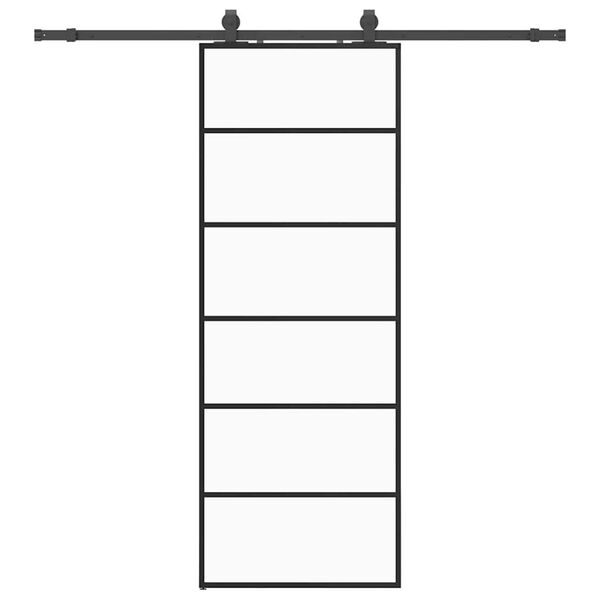 vidaXL Schiebet&uuml;r mit Beschlag Schwarz 76x205 cm ESG-Glas
