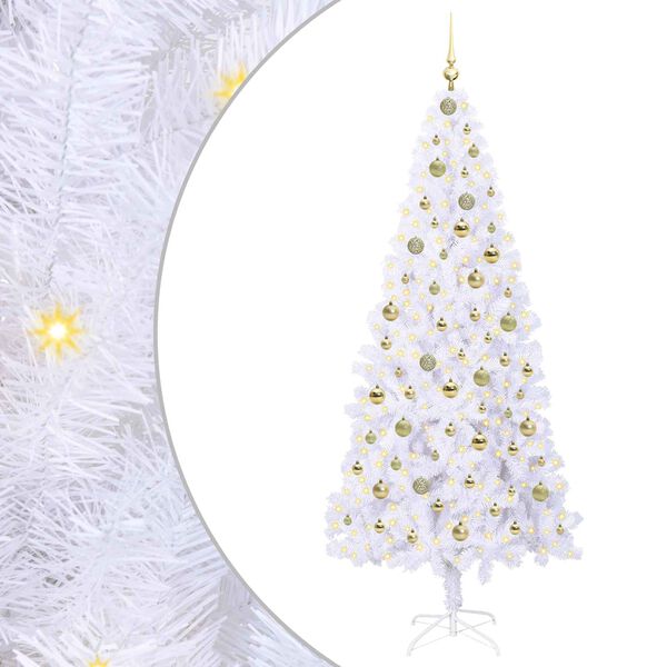 vidaXL K&uuml;nstlicher Weihnachtsbaum Wei&szlig; 210 cm PVC und Stahl