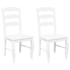 vidaXL Esszimmerstühle 2 Stk. Weiß Massivholz Gummibaum