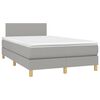 vidaXL Boxspringbett mit Matratze & LED Hellgrau 120x200 cm Stoff