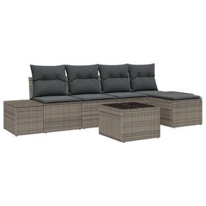 vidaXL Garten-Sofa-Set mit Kissen 5 pcs Hellgrau Poly-Rattan
