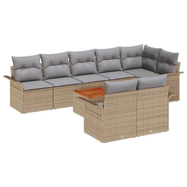 vidaXL Gartensofa-set 9 pcs Beige und Hellgrau Poly-Rattan