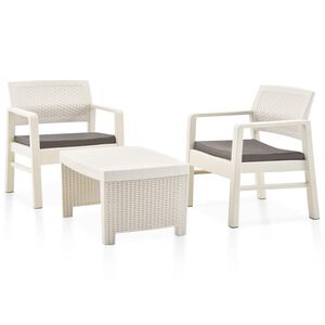 vidaXL 3-tlg. Garten-Lounge-Set Kunststoff Wei&szlig;