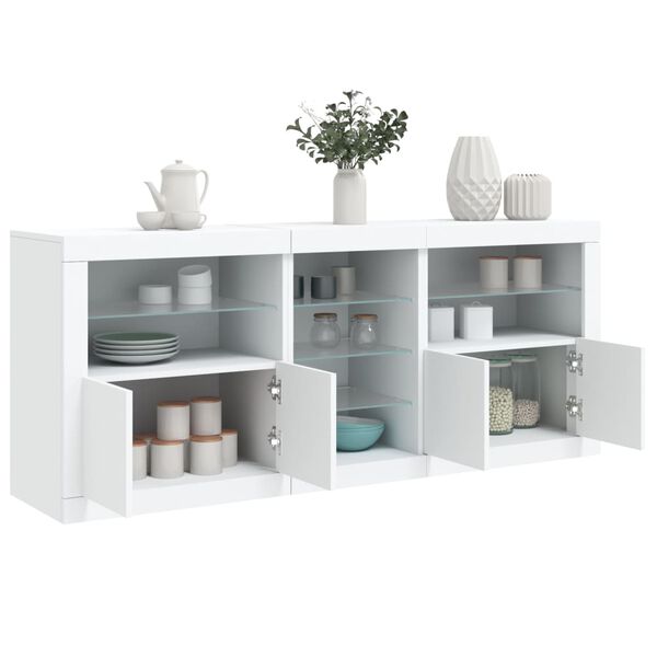 vidaXL Sideboard mit LED-Leuchten Wei&szlig; 181,5x37x67 cm