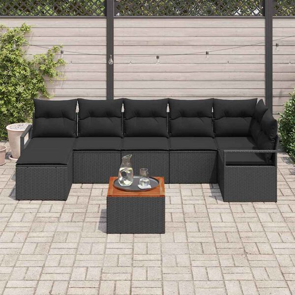 vidaXL Gartensofa-set mit Speicher 8 pcs Schwarz Poly-Rattan