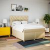 vidaXL Boxspringbett mit Matratze Creme 160x200 cm Stoff