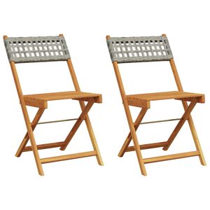 vidaXL Bistrost&uuml;hle 2 Stk. Grau Massivholz Akazie und Poly-Rattan