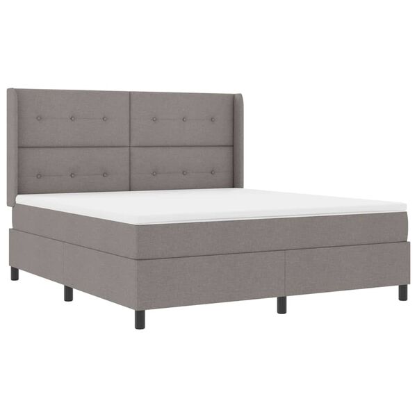 vidaXL Boxspringbett mit Matratze Taupe 200 x 180 cm Stoff