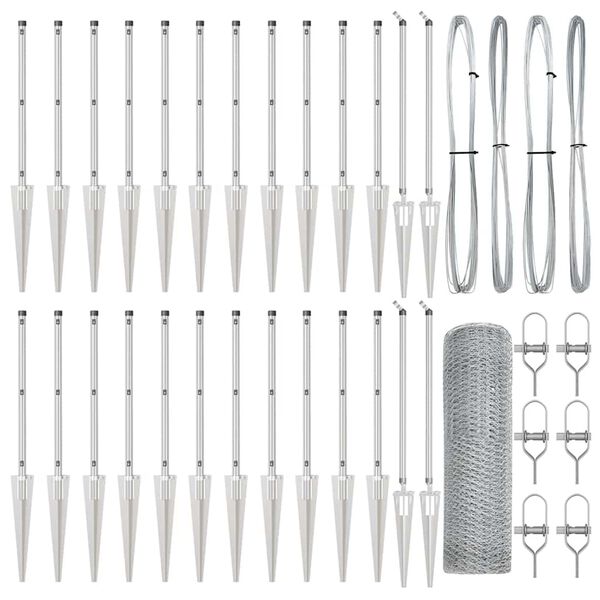 vidaXL Zaunpfosten Silber 50 x 0,8 m (25 mm Netz) Stahl