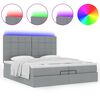vidaXL Ottoman-Bett mit Matratzen & LEDs Hellgrau 200x200 cm Stoff