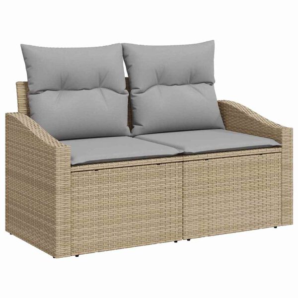 vidaXL Gartensofa-set mit Kissen mit Speicher 6 pcs Beige Poly-Rattan