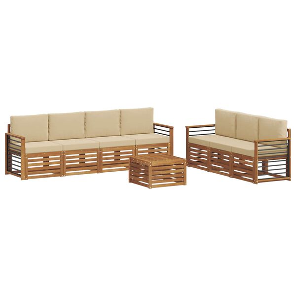 vidaXL Sofagarnituren 8 pcs Natur und Beige Massivholz Akazie