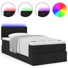 vidaXL Ottoman-Bett mit Matratze & LEDs Schwarz 90x200 cm Stoff