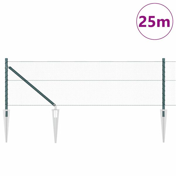 vidaXL Zaunpfosten Gr&uuml;n 25 x 0,6 m (13 mm Maschen) Stahl und PVC