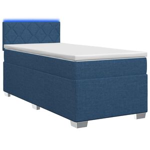 vidaXL Boxspringbett mit Matratze und LED Blau 90 x 190 cm Stoff