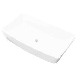 Keramik Waschtisch Waschbecken Rechteckig Wei&szlig; 71 x 39 cm