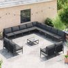 vidaXL Gartensofa-set mit Kissen 13 pcs Schwarz Stahl