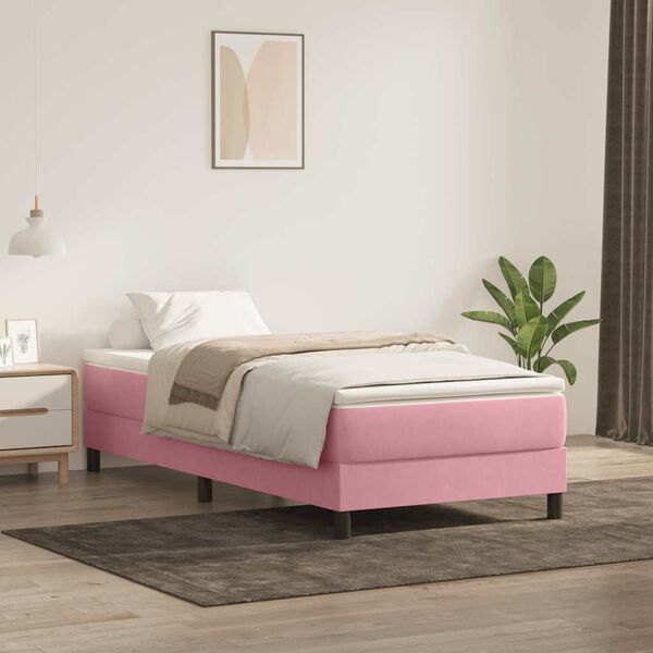 vidaXL Boxspringbett ohne Matratze Rosa 100x210 cm Samt