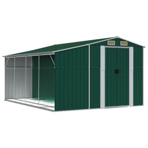 vidaXL Ger&auml;tehaus Gr&uuml;n 277x365,5x179 cm Verzinkter Stahl