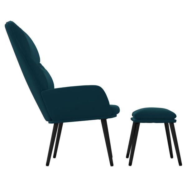 vidaXL Relaxsessel mit Hocker Blau Samt