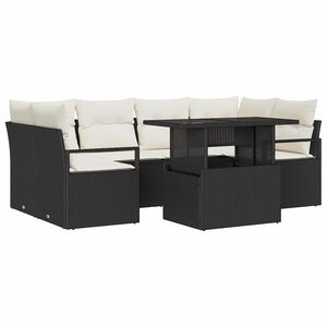vidaXL Gartensofa-set 7 Stk. 6-Sitzanzahl Schwarz Poly-Rattan