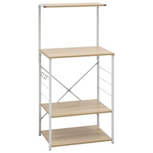 vidaXL Mikrowellenregal Wei&szlig; Eiche-Optik 60x39,6x123 cm Holzwerkstoff