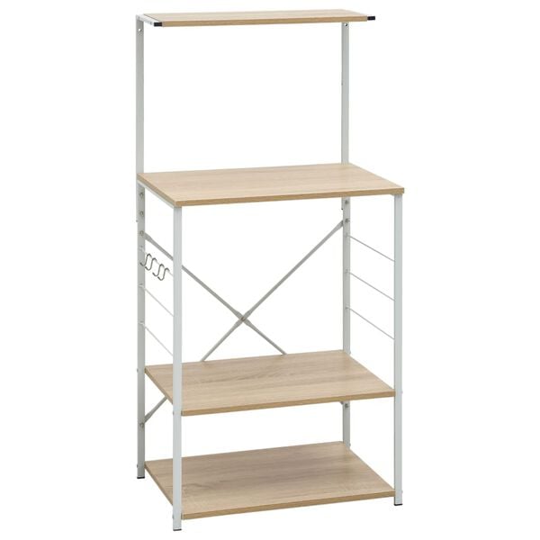 vidaXL Mikrowellenregal Wei&szlig; Eiche-Optik 60x39,6x123 cm Holzwerkstoff