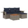 vidaXL 5-teiliges Gartensofa-Set mit Kissen, grau, Polyrattan