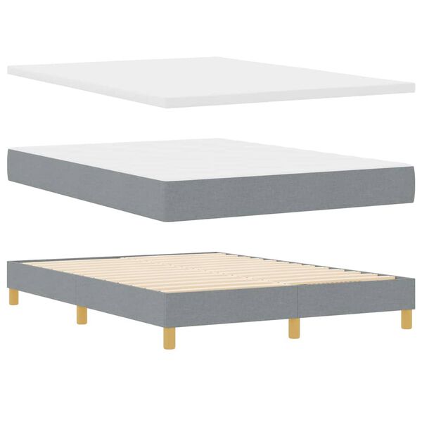 vidaXL Boxspringbett mit Matratze Hellgrau 200 x 160 cm Stoff