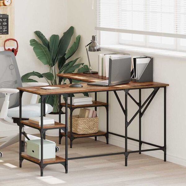 vidaXL Schreibtisch Altholz 139 x 139 x 75 cm Holzwerkstoff