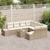 vidaXL Garten-Sofa-Set mit Kissen 9 pcs Beige und Creme Poly-Rattan