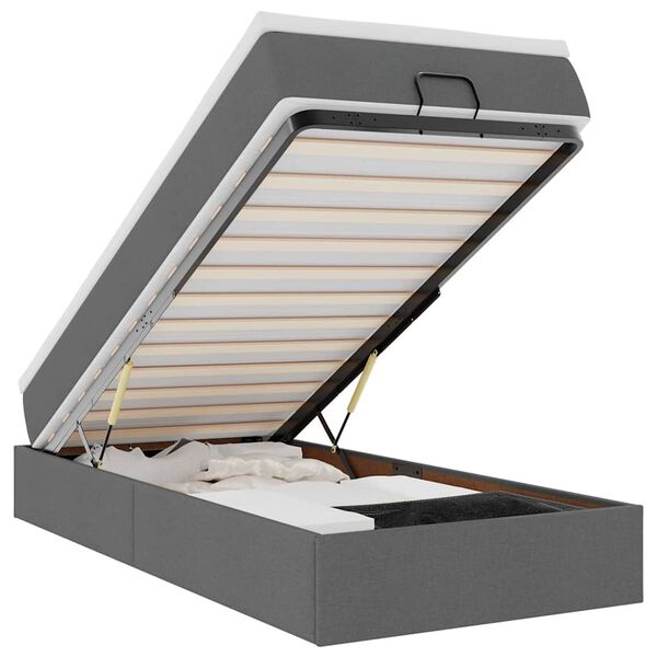 vidaXL Ottoman-Bett mit Matratze Dunkelgrau 90x190 cm Stoff