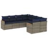 vidaXL 8-teiliges Gartensofa-Set mit Kissen, grau, Polyrattan