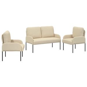 vidaXL Sofagarnituren 3 stk. Creme Sperrholz