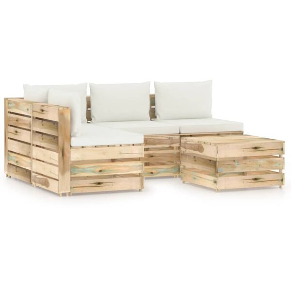 vidaXL 5-tlg. Garten-Lounge-Set mit Kissen Gr&uuml;n Impr&auml;gniertes Holz