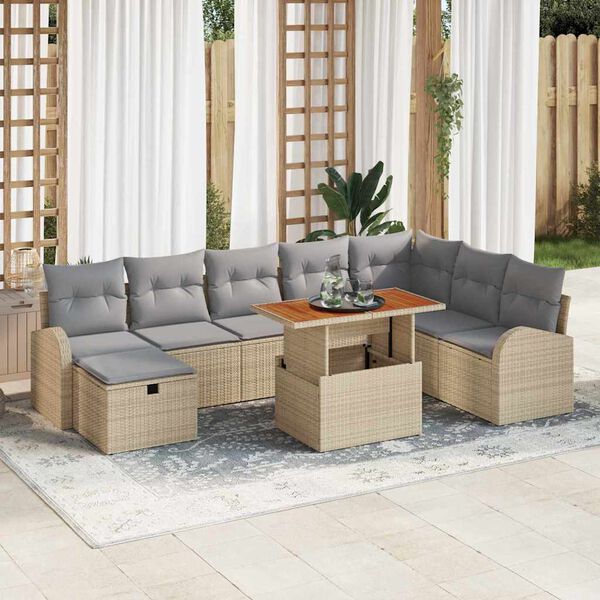 vidaXL Garten-Sofa-Set 9 pcs Beige Poly-Rattan