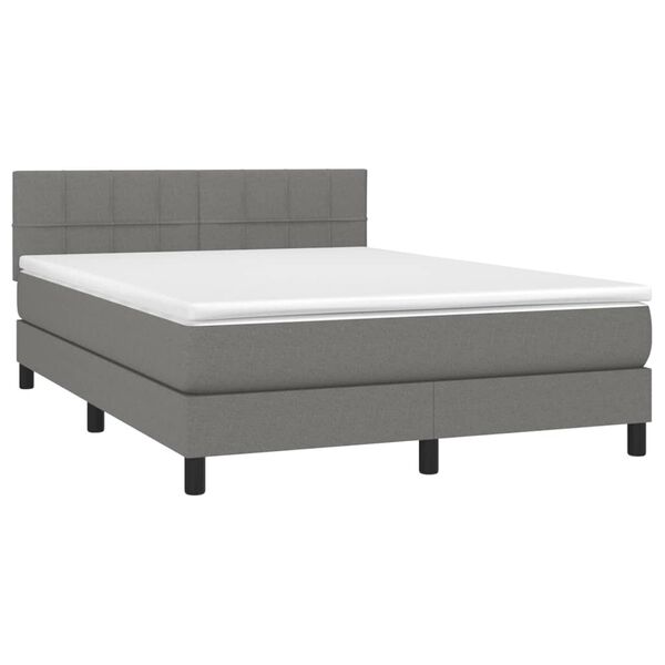vidaXL Boxspringbett mit Matratze Dunkelgrau 140x190 cm Stoff