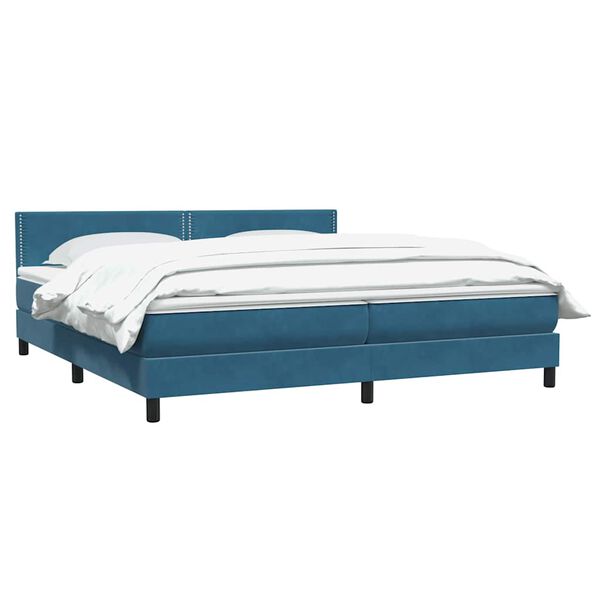 vidaXL Boxspringbett mit Matratze Dunkelblau 180x210 cm Samt