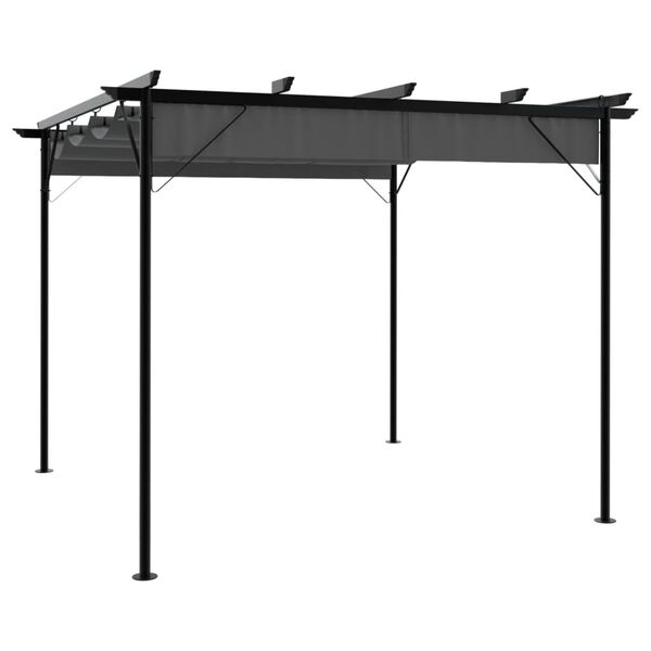 vidaXL Pergola mit Ausziehbarem Dach Anthrazit 3x3 m Stahl 180 g/m²